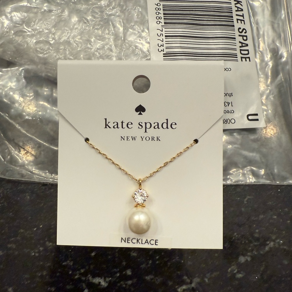 Kate Spade Gold Cream Necklace with Pearl Pendant